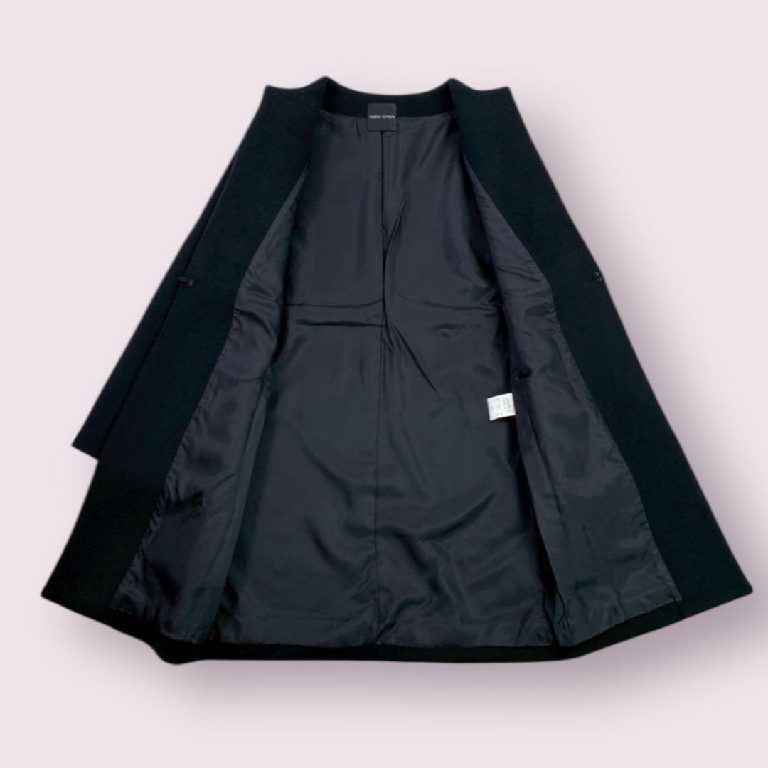 【東日】 YOKO CHAN ウールノーカラーコート 黒 38 定番