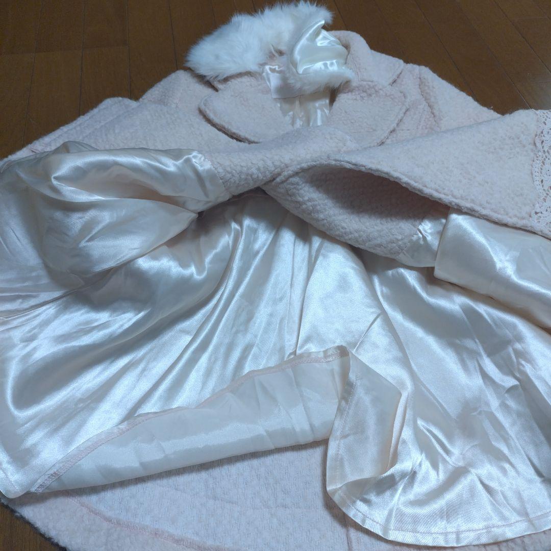 美品　LIZLISA　コート　ピンク系 ファー着脱可能　裏地あり　パールボタン