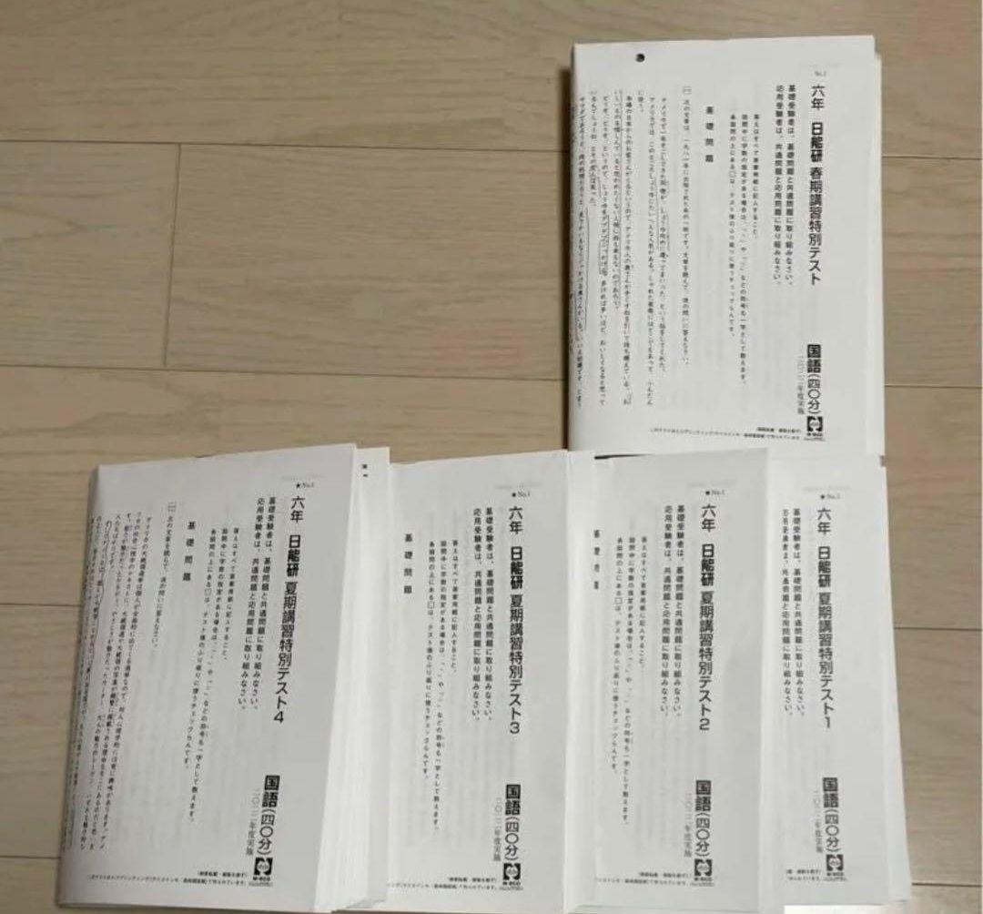 日能研　6年　2022年度　育成テスト実践テスト春期夏期テスト 4教科