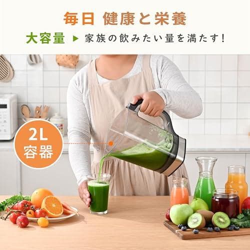 スムージーづくりに✨ミキサー ブレンダー 2L 8枚刃 ハイパワー ブラック