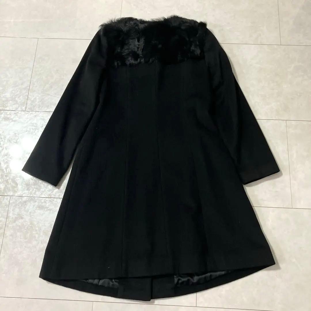 美品⭐︎スーパービューティー　リアルラムファー　ビジューボタンコート　40
