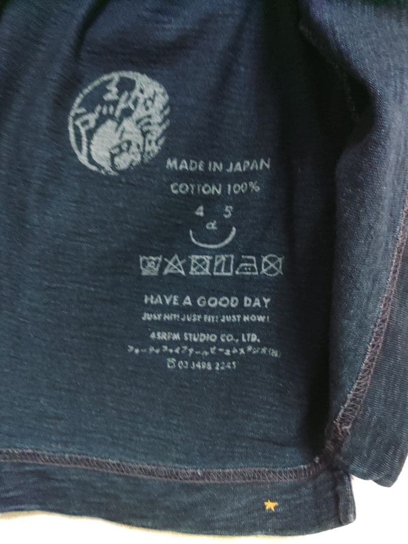 45R度詰天竺の908オーシャンクルーネックTシャツ 影色納戸サイズ１ポケット