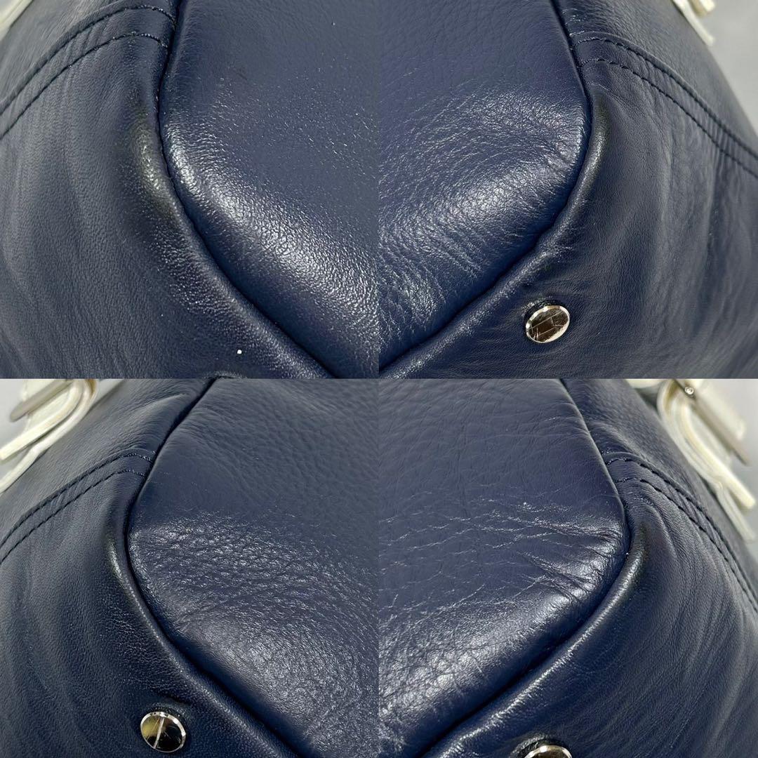 【美品】ブラックレーベル クレストブリッジ ボストンバッグ レザー 手提げ 紺