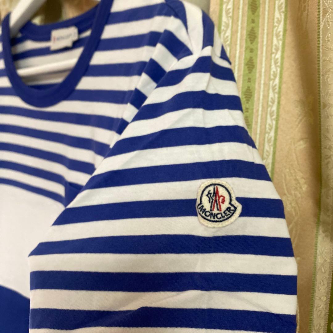 早い者勝ち　MONCLER 青白ストライプ Tシャツ