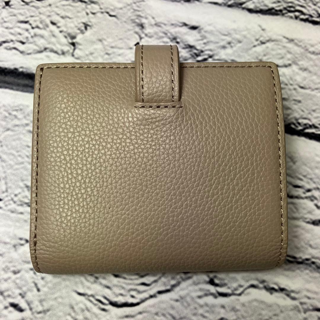ほぼ新品✨VASIC ヴァジック シボ革 レザー グレージュ 二つ折り財布