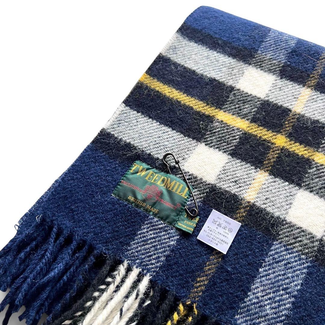 【極美品】TWEEDMILL/大判ストール/180cm x 75cm/ネイビー系
