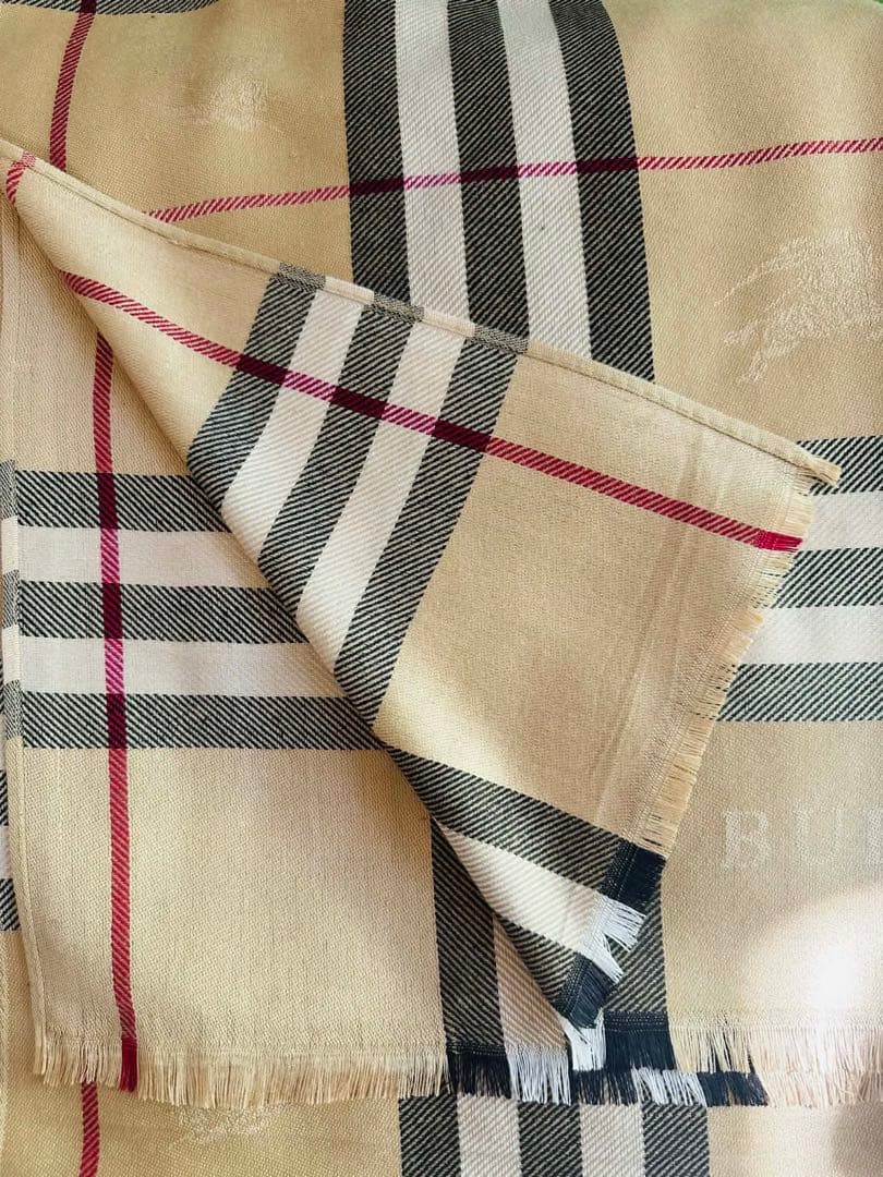 BURBERRY チェック柄マフラー 大判 シルクカシミア 180cm×70cm