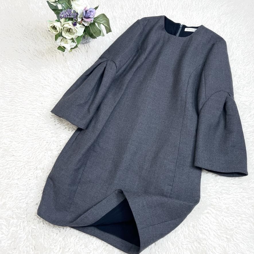 美品★Christian Dior★ヴァージンウール★フレア袖★ワンピース