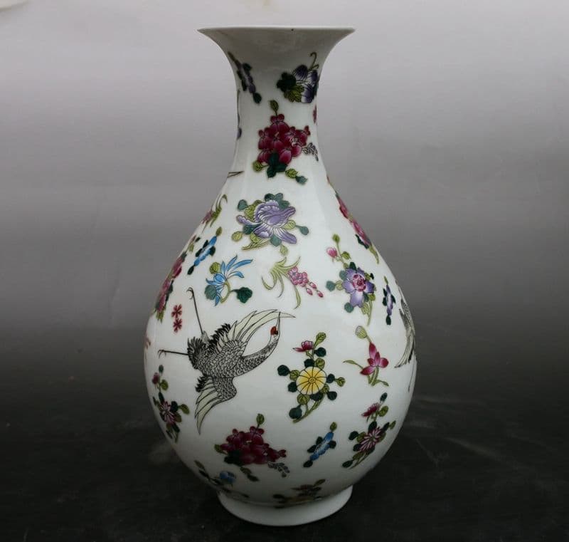 乾隆ツルです花瓶 工芸品 美術品 置物