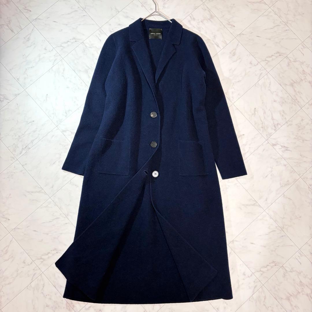roberto collina リバーコート ウール ロングコート ネイビー S