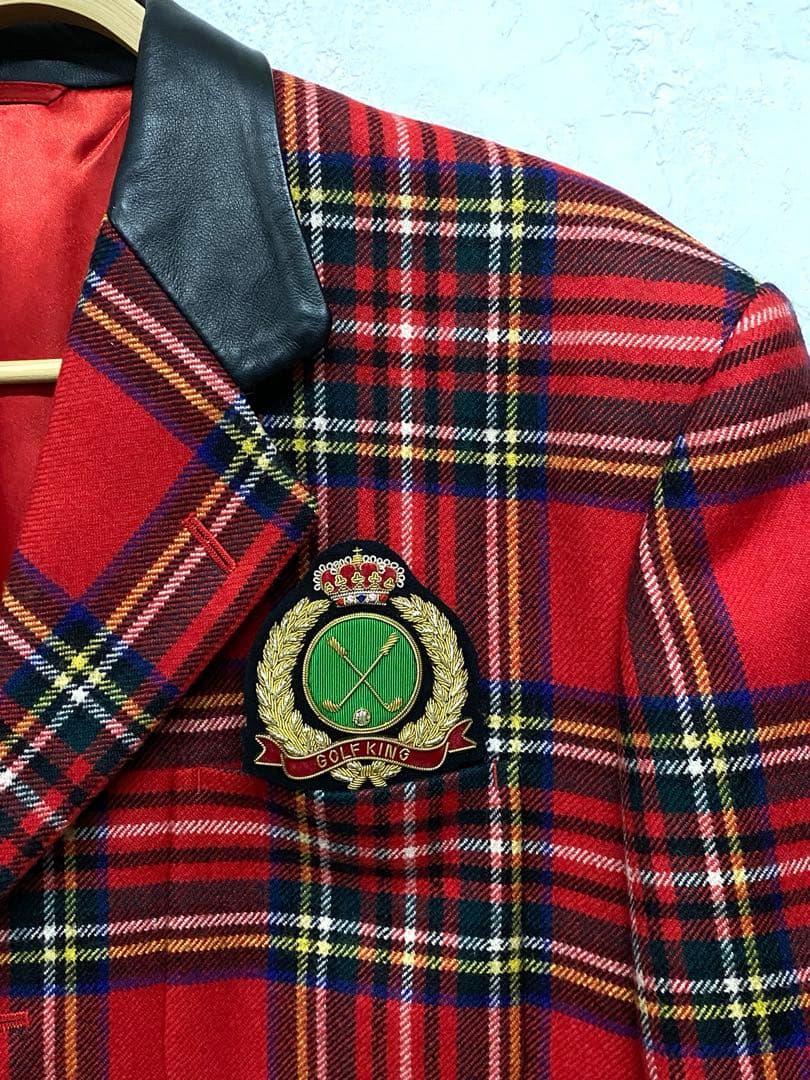 か*ぽ様 コシノヒロコ　golf king ウール赤チェックジャケット