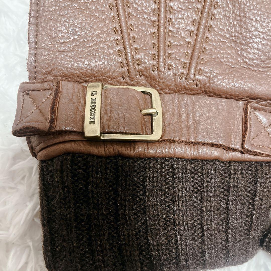 【未使用級】IL BISONTE イルビゾンテ レザーグローブ 手袋 メンズ