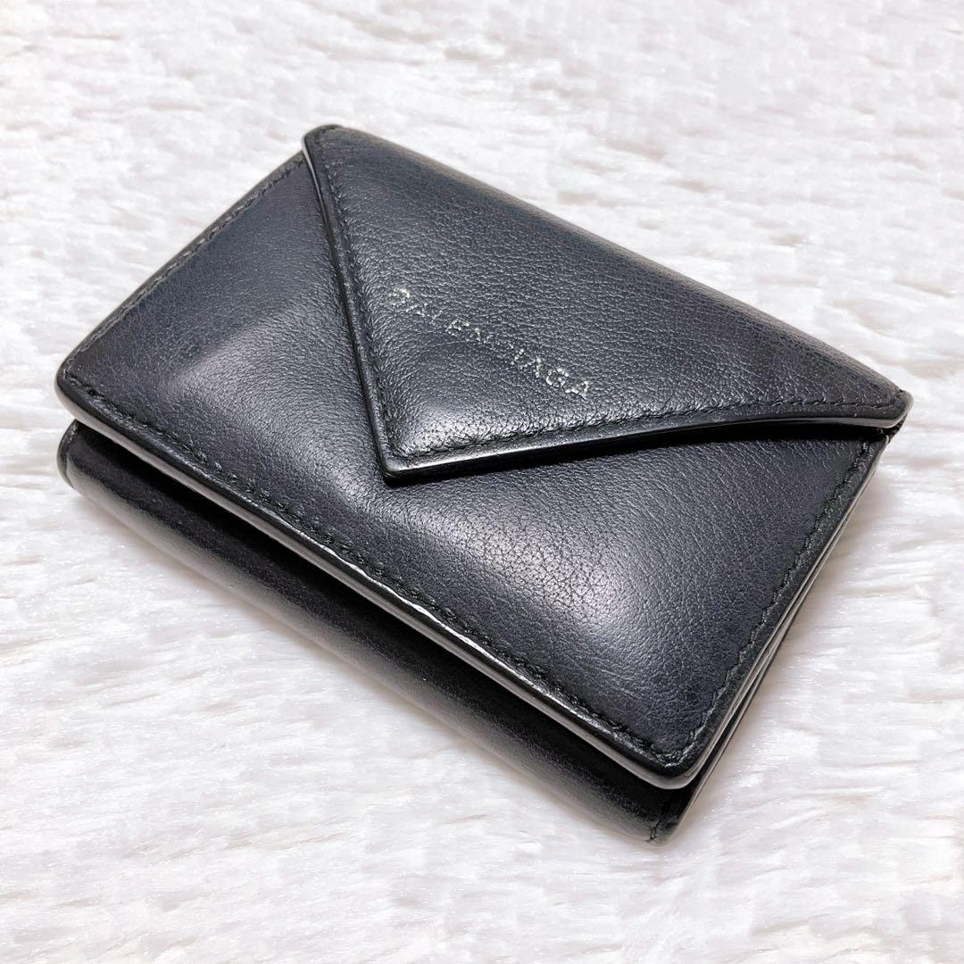 ⭐︎美品⭐︎バレンシアガ 三つ折り 財布 エブリデイ ペーパー レザー ブラック 箱