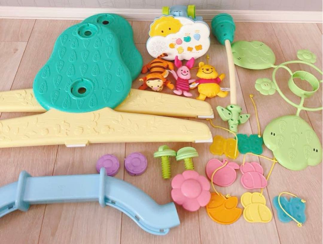 美品　プーさんメリー　ベビージム　えらべる回転6WAYジムにへんしんメリー