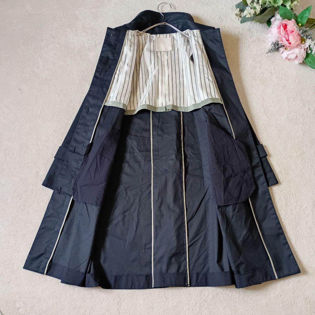 自由区 大きいサイズ スプリングコート ステンカラー 比翼 XL 42 ネイビー