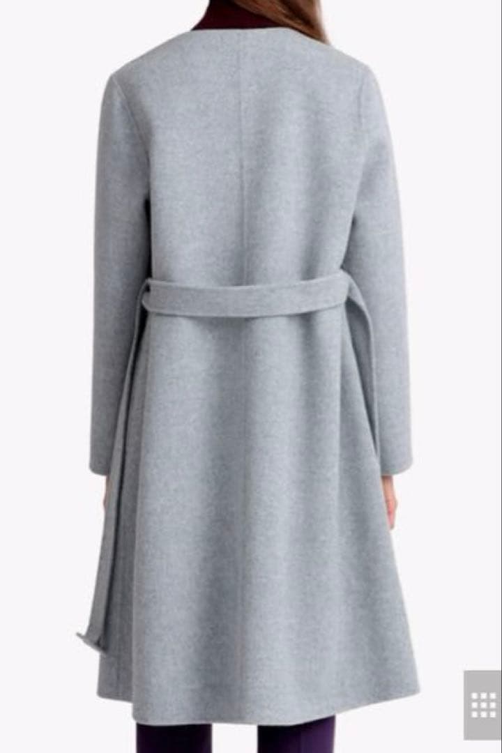 Theory カシミヤ混 ノーカラーダブルフェイスロングコート