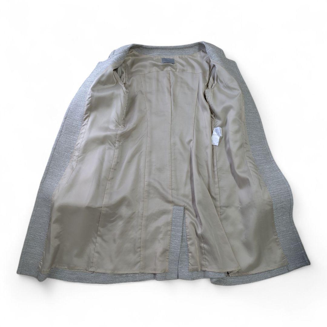 theory luxe ノーカラーツイードコート フォックスファー L 2way