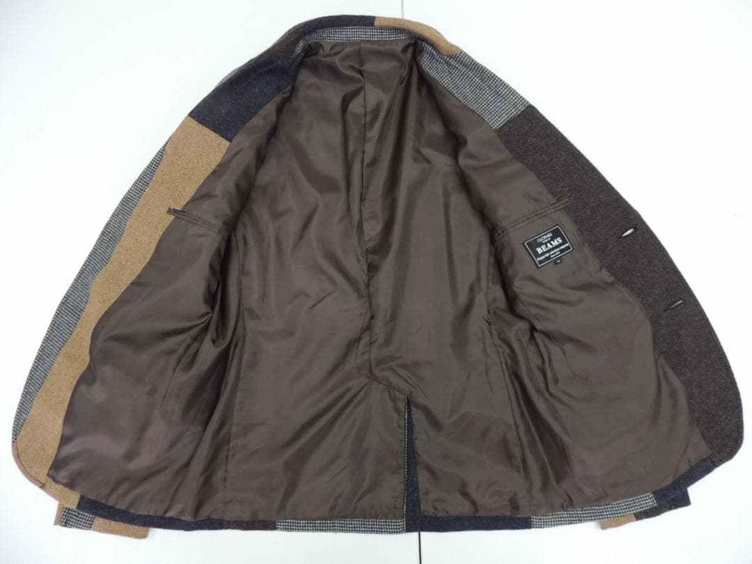 美品 Mサイズ BEAMS パッチワーク ツイード 2B テーラード ジャケット