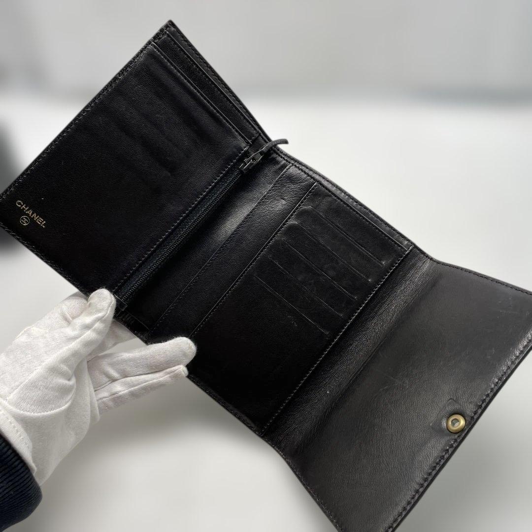 【sk/9.21/30】CHANEL 立体ココマーク カードケース レザー 黒