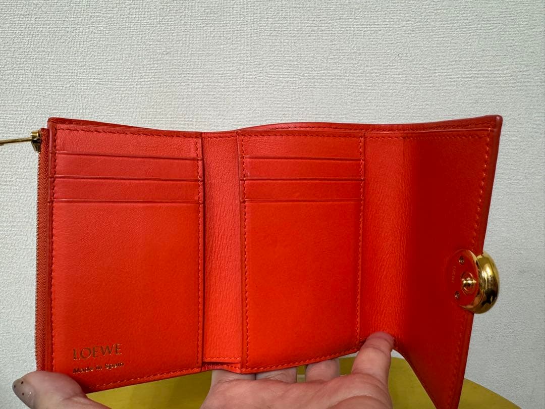 LOEWE 三つ折り財布 アナグラム オレンジ 美品