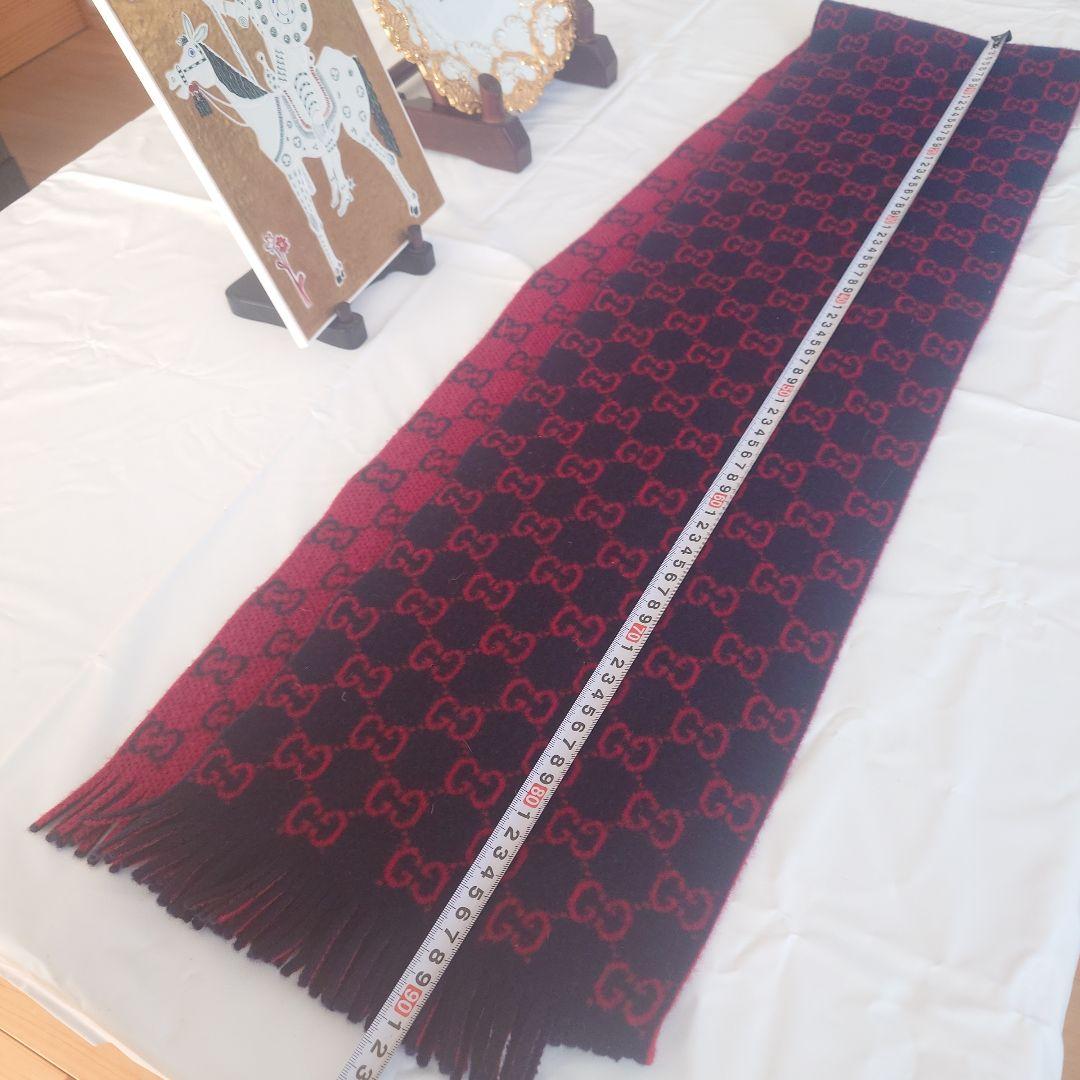 GGロゴ 赤黒 マフラー 約90cm フリンジ付き