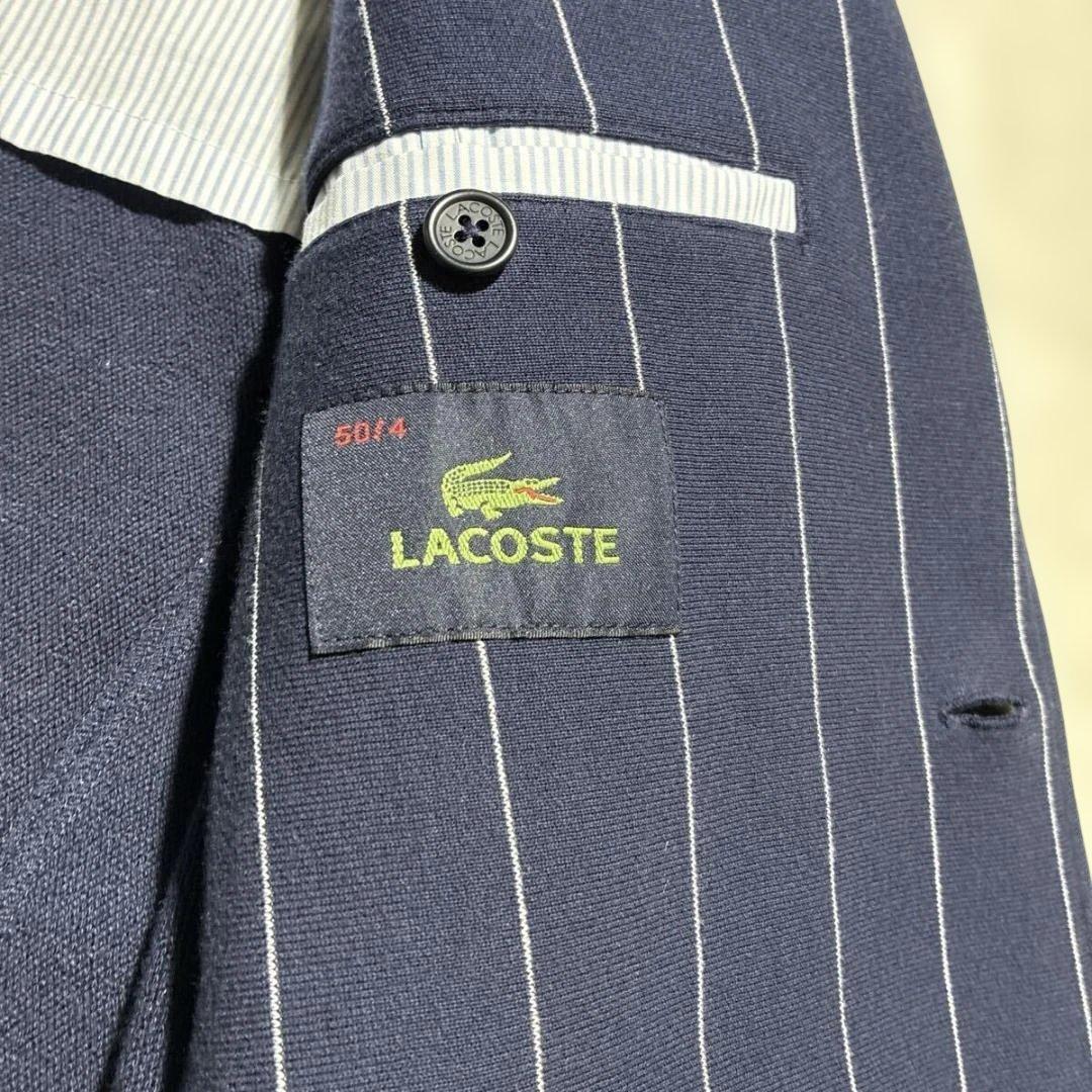 ストレッチ⭐️LACOSTE　テーラードジャケット　アンコン ネイビー　XL相当