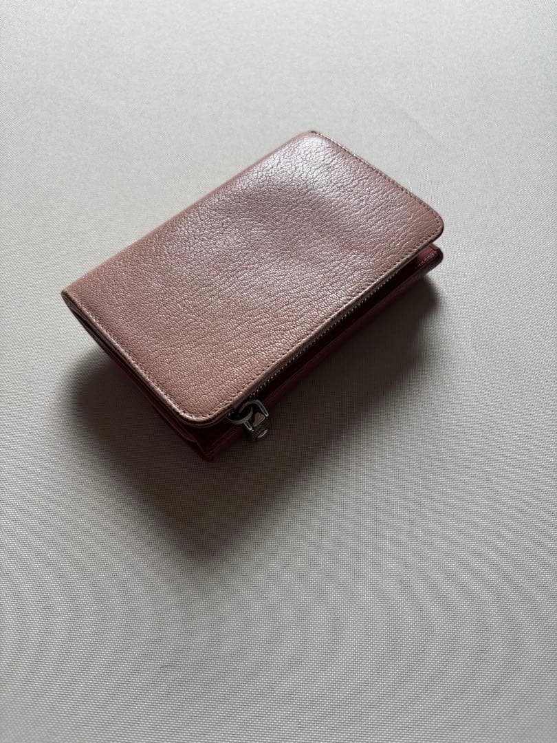 miu miu ピンク バイカラー　三つ折り財布