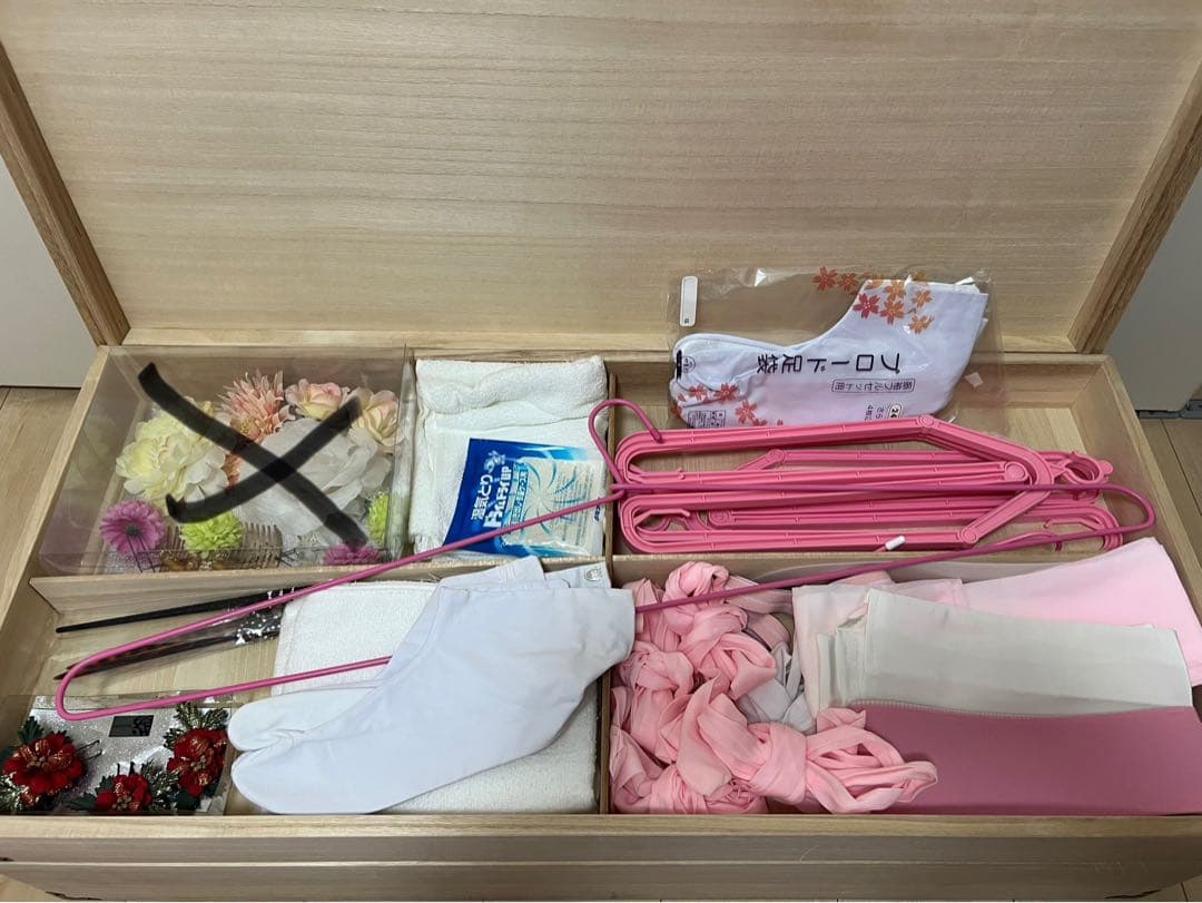 衣装箱 2段 和服収納 桐箱 蓋つき 衣装ケース 桐ケース 着物【中古品】