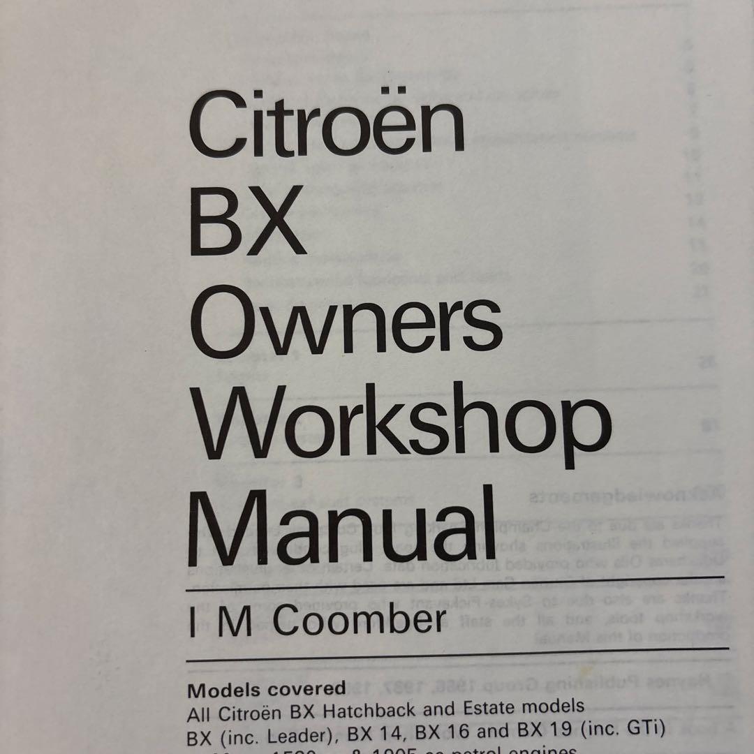 Citroën BX Owners Workshop Manual