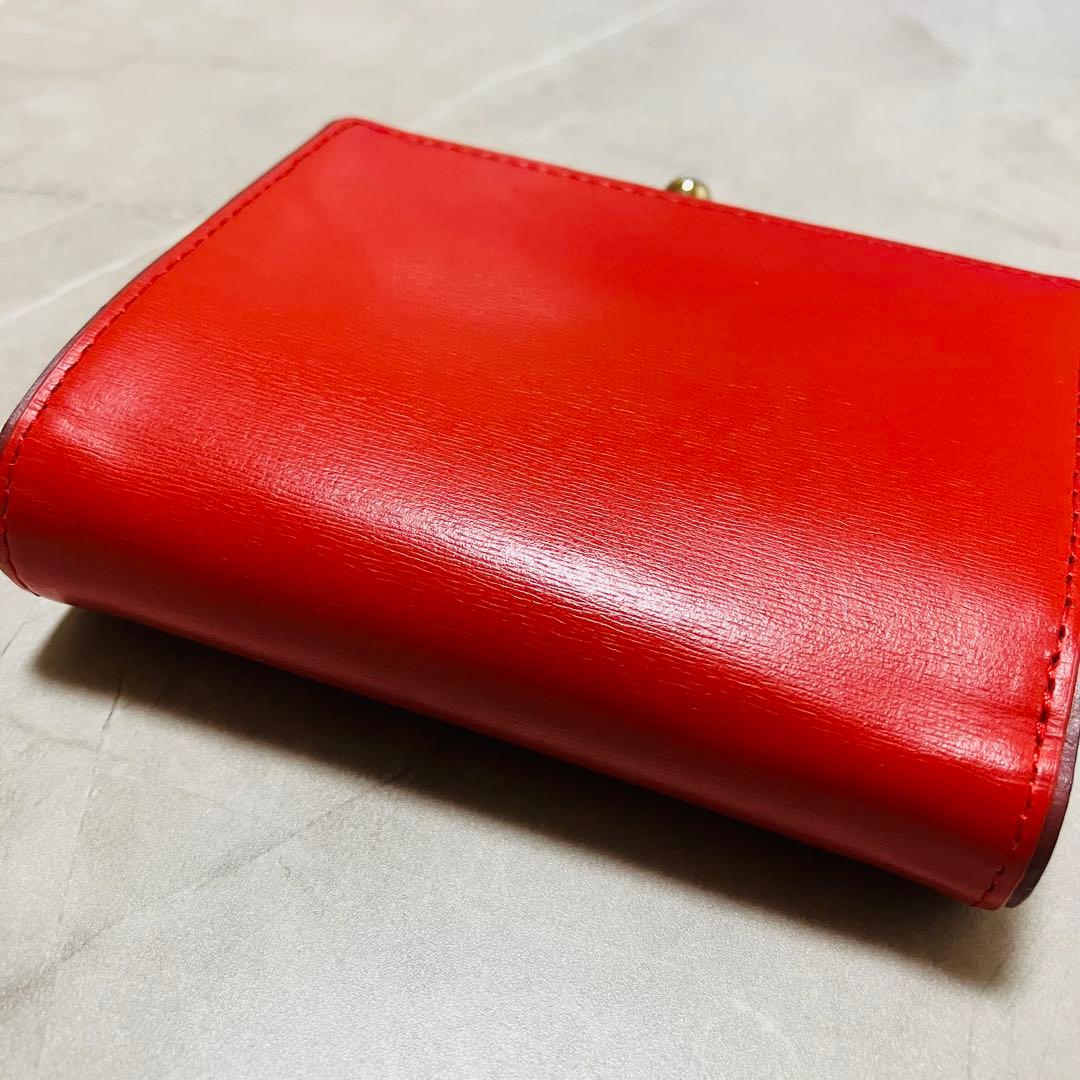【美品】ポールスミス スワールエッジ がま口 2つ折り財布 レッド　コラル