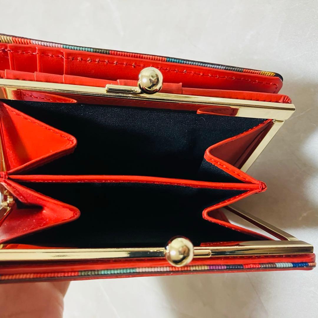 【美品】ポールスミス スワールエッジ がま口 2つ折り財布 レッド　コラル