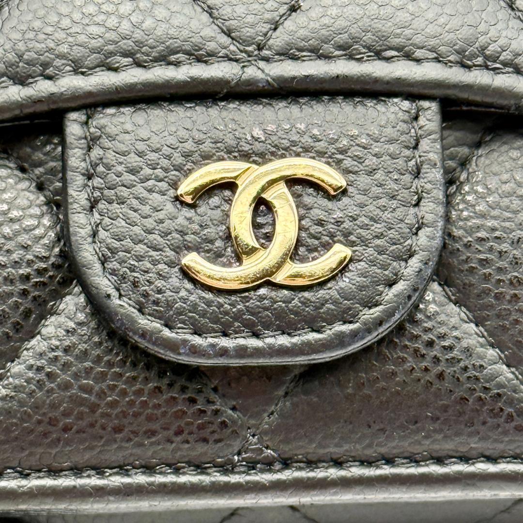【美品】 CHANEL シャネル キャビアスキン マトラッセ 三つ折り財布