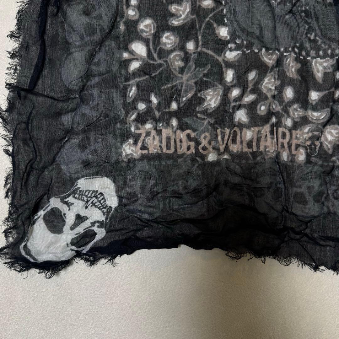 ZADIG&VOLTAIRE スカル柄　ストール　大判　レーヨン　ザディグ　黒