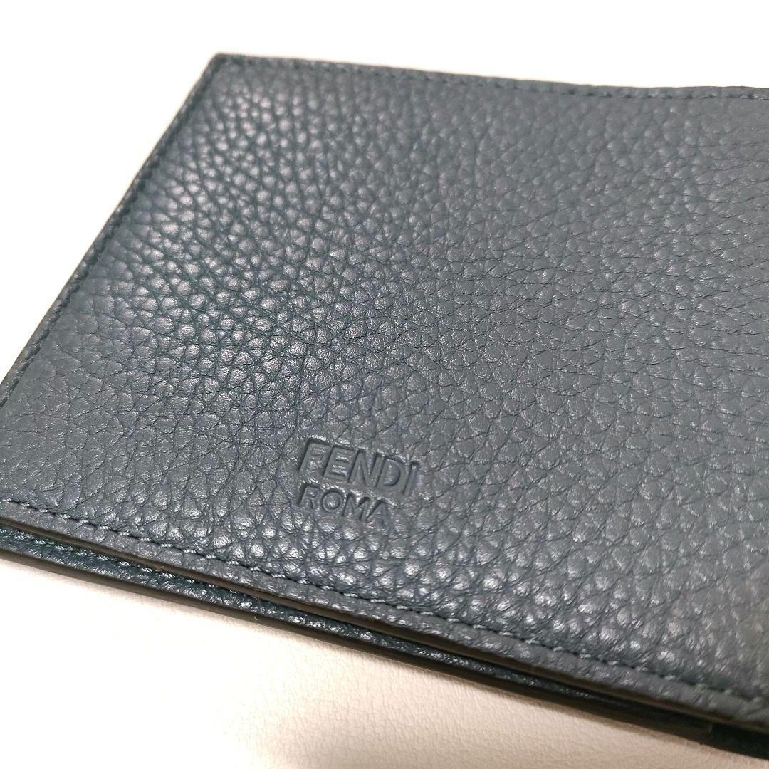 FENDI フェンディ モンスター 二つ折り 札入れ バグズアイ レザー グレー