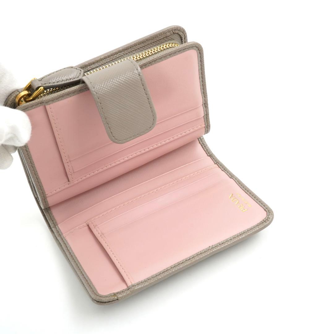 ✨未使用に近い✨　PRADA ミニ財布　サフィアーノレザー　リボン　バイカラー