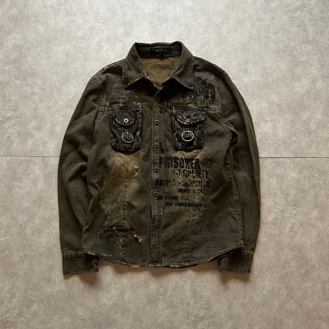 トップス archive grunge denim Parka y2k hoodie