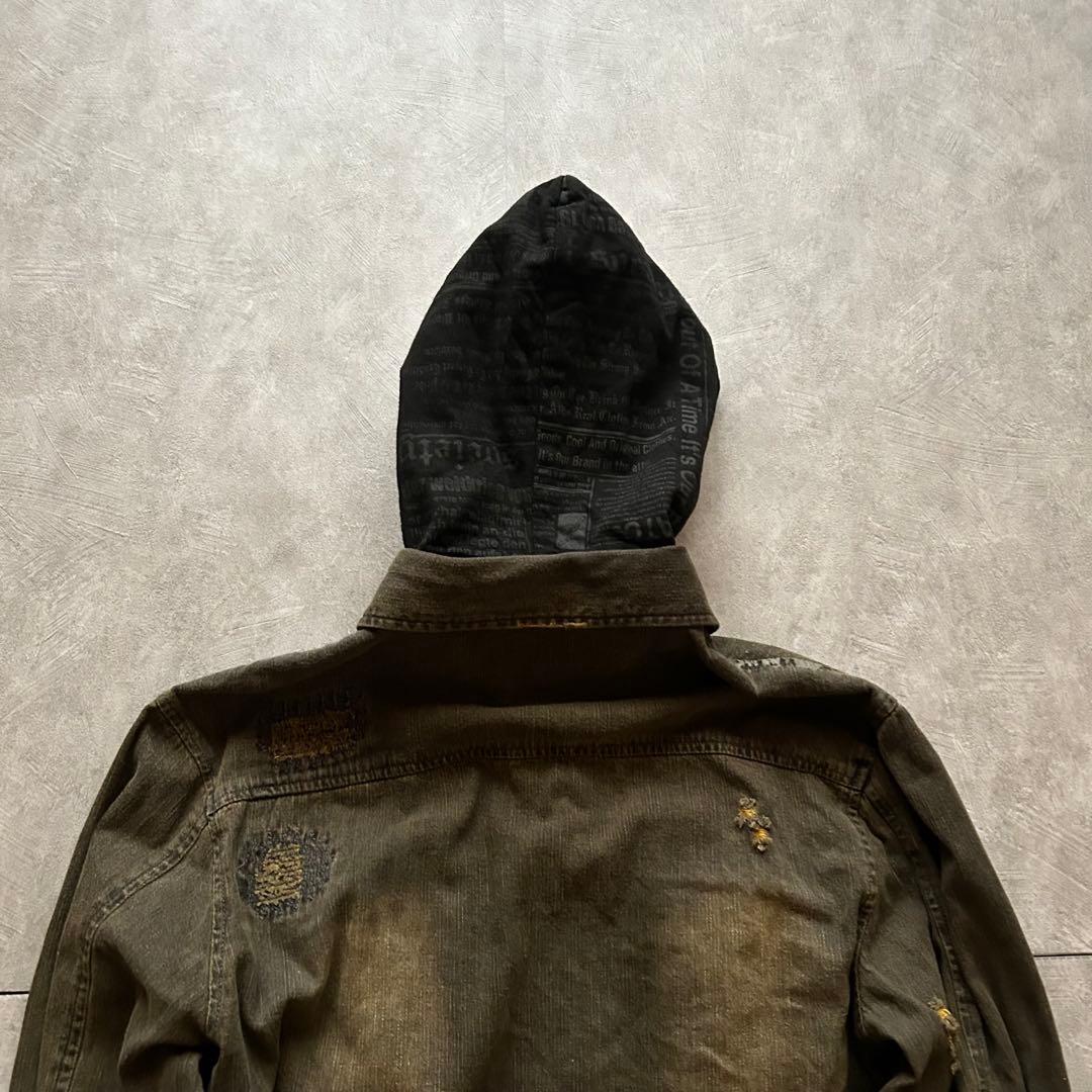 トップス archive grunge denim Parka y2k hoodie
