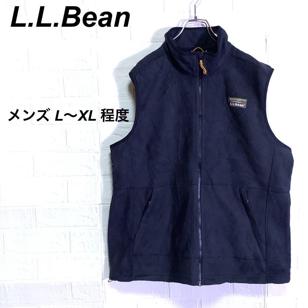 エルエルビーン フリース ベスト 刺繍ロゴ ワンポイント ダークグレー 黒 XL