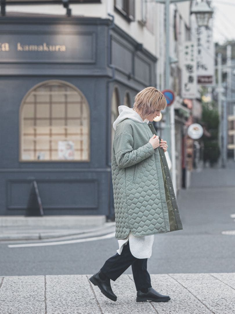 KEYMEMORY キルトロングコートQuilt long coat GREEN
