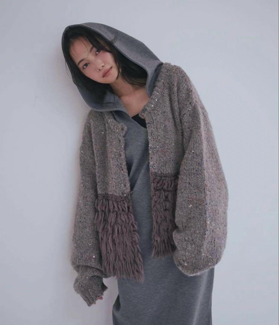 【未着用】fringe design gritter knit andequal