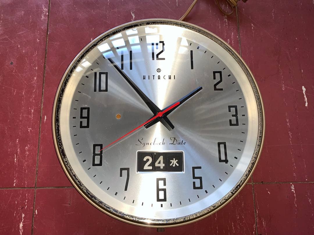 昭和レトロ　動作品　HITACHI synclock date スペースエイジ