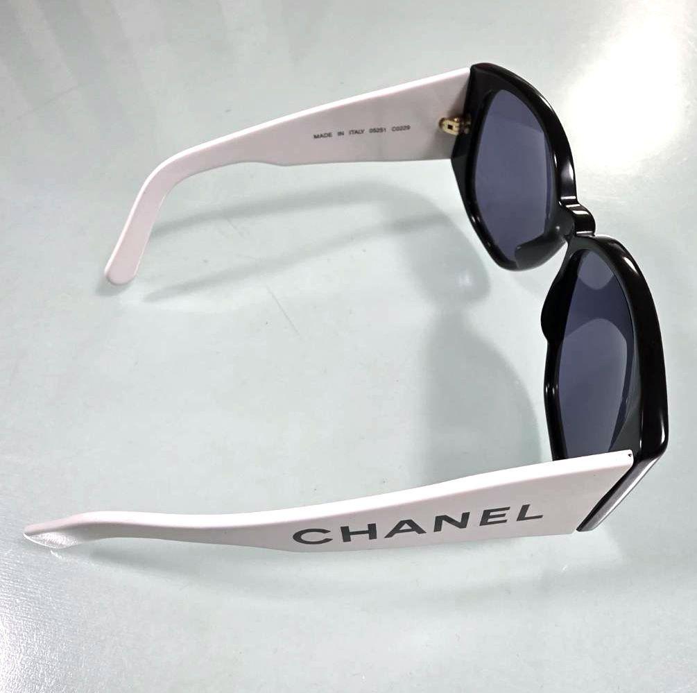 希少 CHANEL 05251 C0229 ロゴ サングラス ブラック/ホワイト