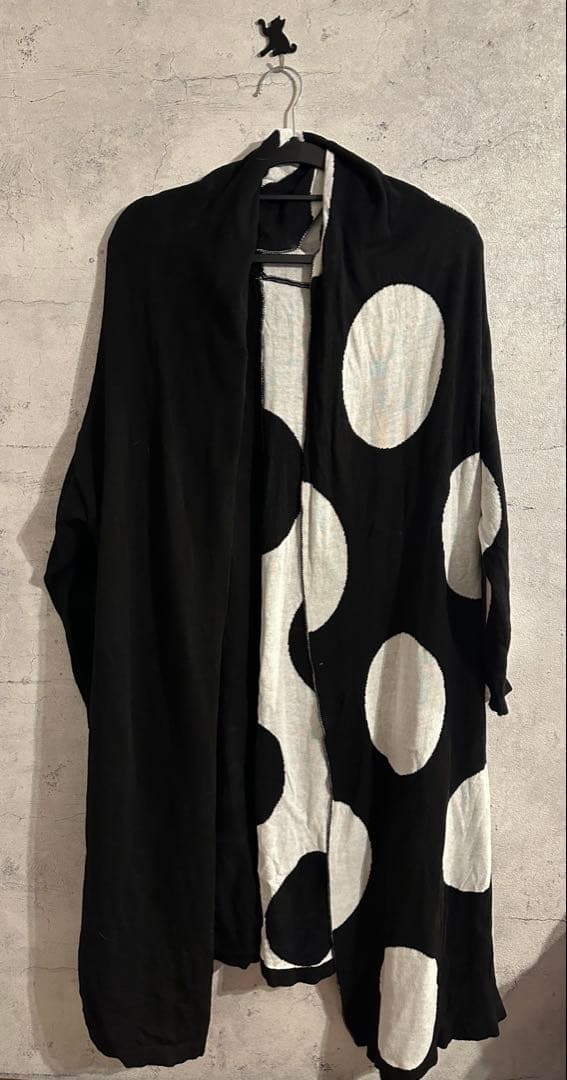 【antiqua】patterntorsoドット柄切替ニットロングカーディガン