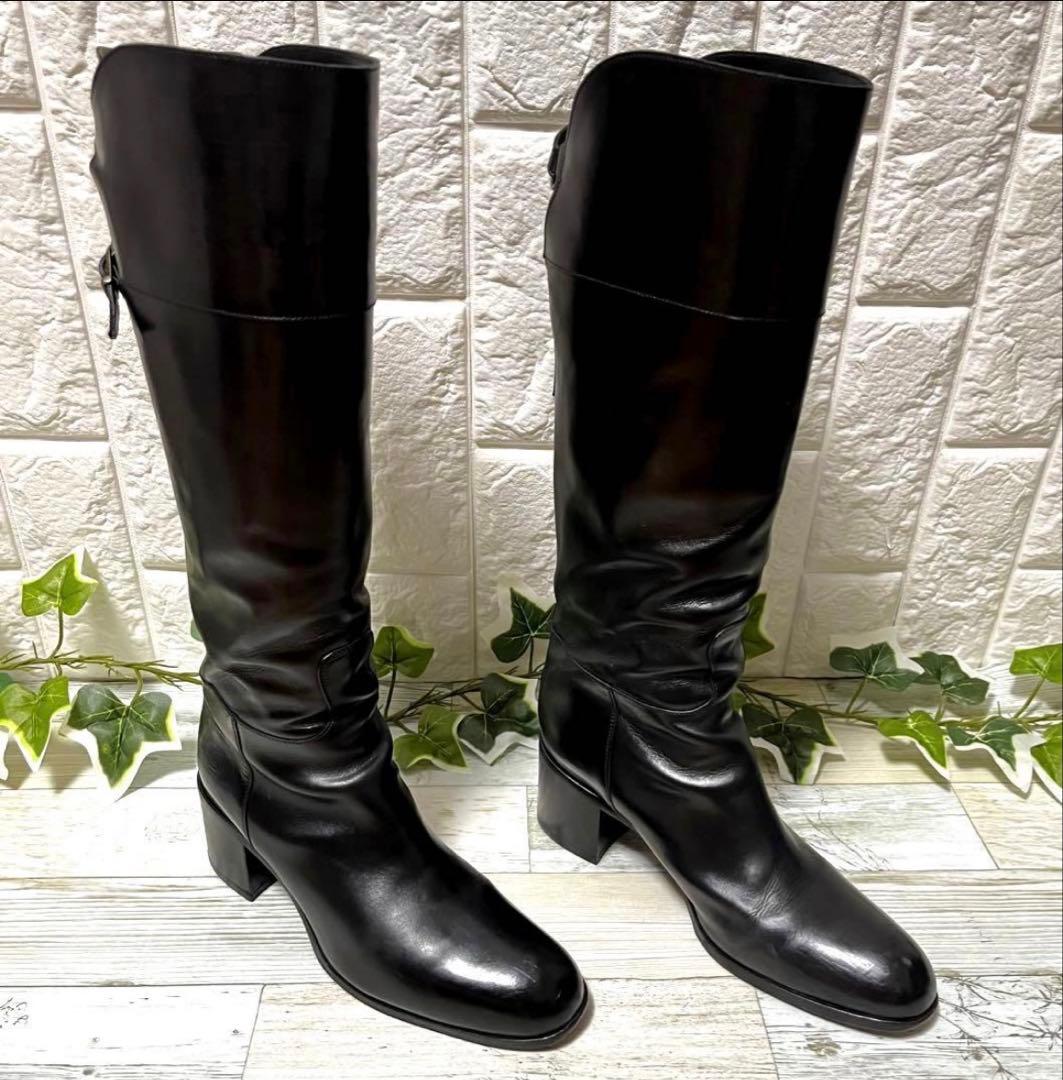 【大人気】サルトル　ジョッキーブーツ　24 ロングブーツ　バックジップ　 レザー
