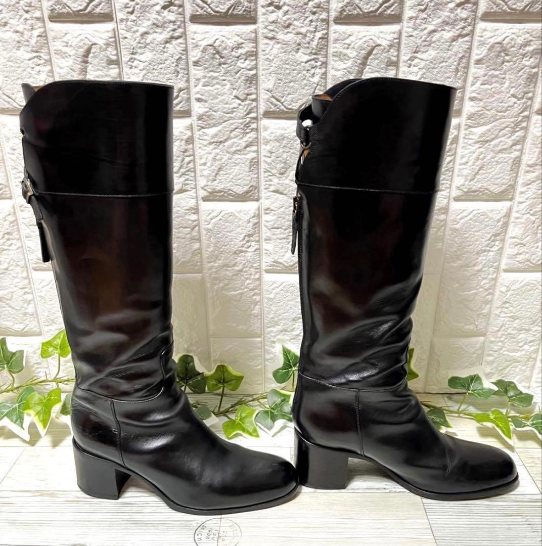 【大人気】サルトル　ジョッキーブーツ　24 ロングブーツ　バックジップ　 レザー
