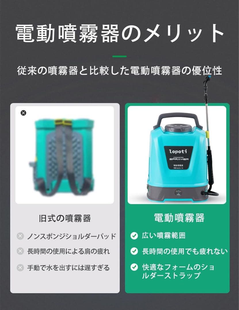 電動噴霧器⭐️10L 小型 低騒音 除草 消毒 園芸 掃除 背負える 連続噴霧