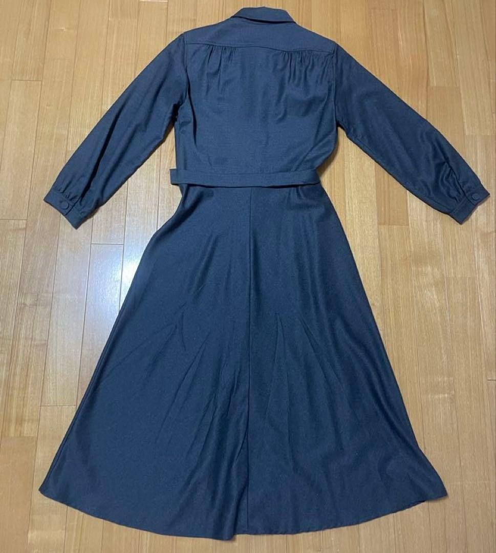 【美品】アニエスベー ロングワンピース 長袖 ベルト付き 38 ウール