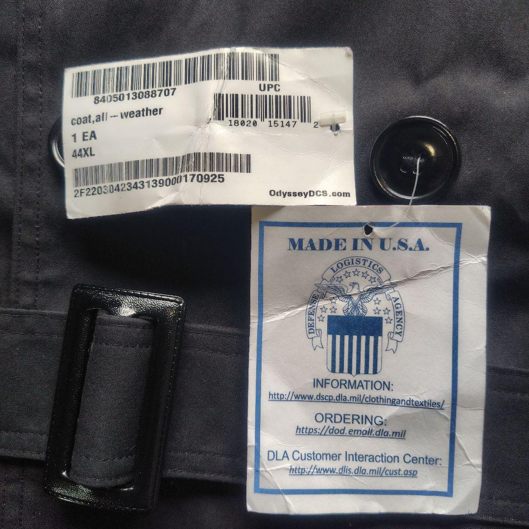 デッドストック 44XL 米軍 実物 USN ブラックトレンチコート 14152