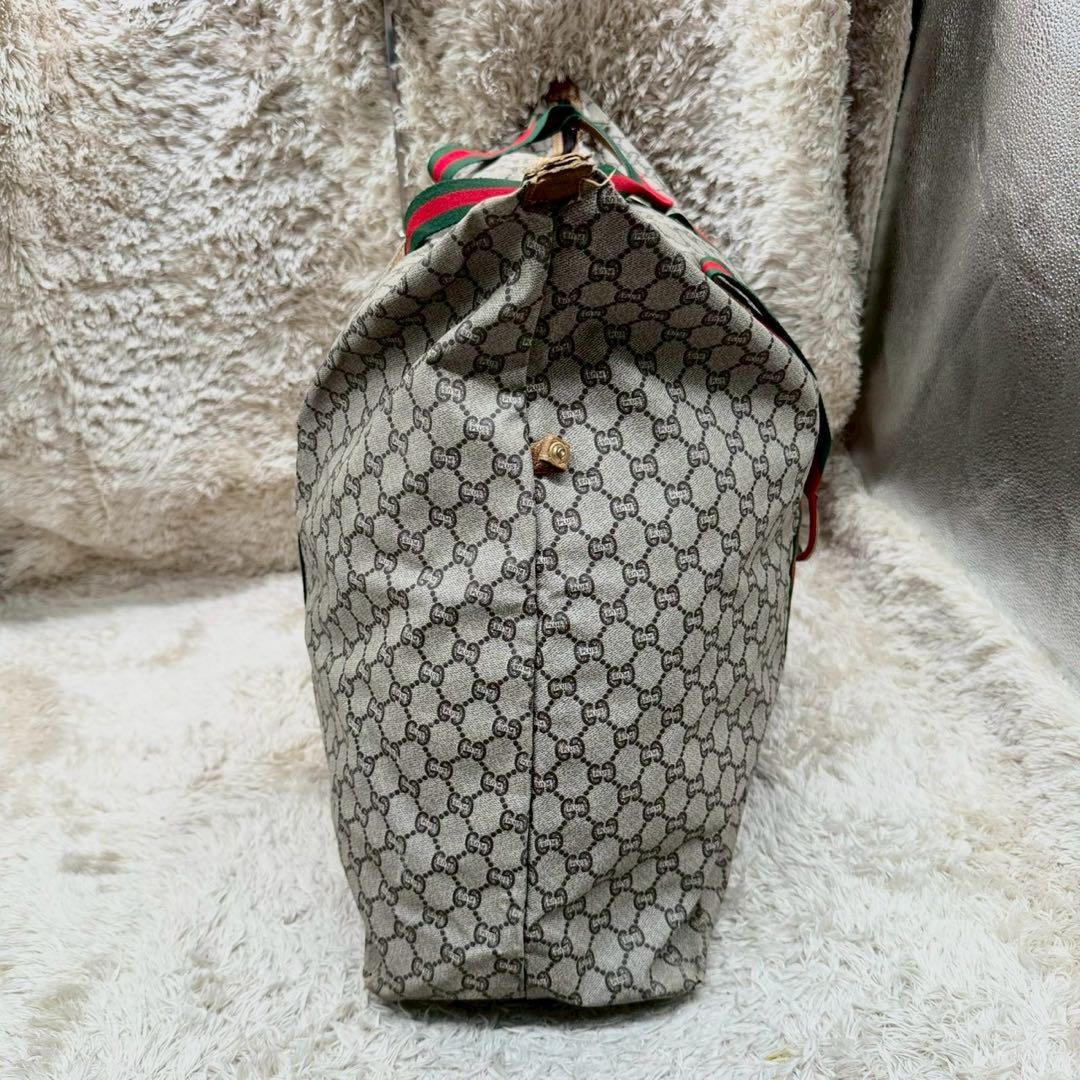 【美品】グッチプラス ボストンバッグ ベージュ スプリーム シェリーライン