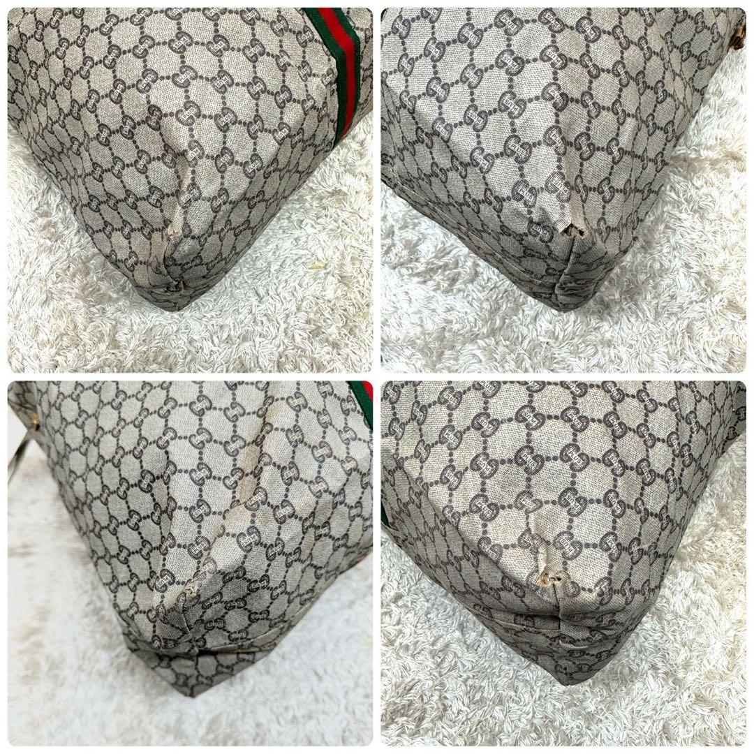 【美品】グッチプラス ボストンバッグ ベージュ スプリーム シェリーライン
